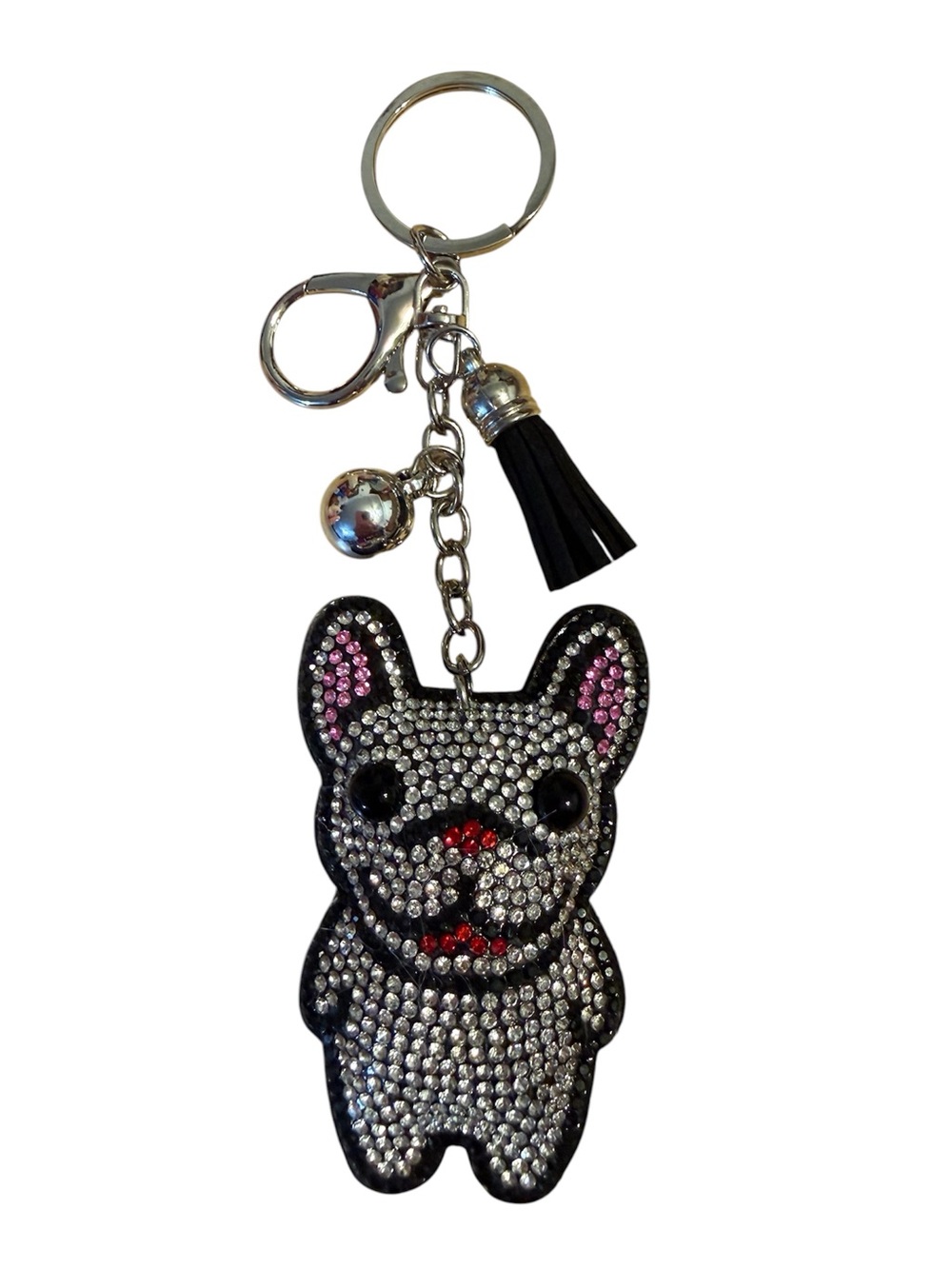 Crystal Embellished French Bulldog Keychain